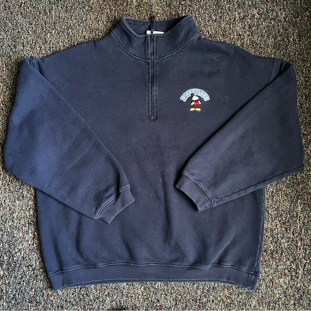 Navy Blue Zip Up Sweater with Ribbed Cuffs